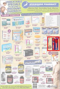 Springbok Pharmacy : Unbeatable Specials (24 Feb - 22 Mar 2016), page 1