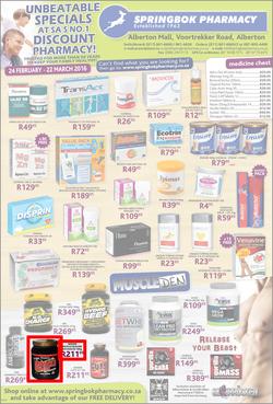 Springbok Pharmacy : Unbeatable Specials (24 Feb - 22 Mar 2016), page 1