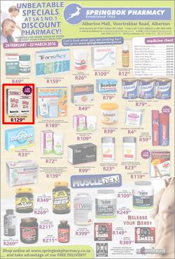 Springbok Pharmacy : Unbeatable Specials (24 Feb - 22 Mar 2016), page 1