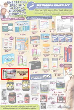 Springbok Pharmacy : Unbeatable Specials (24 Feb - 22 Mar 2016), page 1