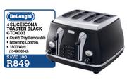 Delonghi 4 Slice Icona Toaster Black (CTO4003)