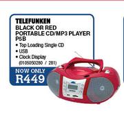 Telefunken Black Or Red Portable CD/MP3 Player (P5B)