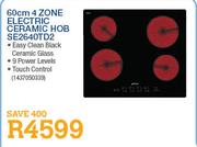 Smeg 4 Zone Electric Ceramic Hob (SE2640TD2)-60cm
