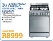 Smeg 4 Burner Gas Hob & Thermoventilated Oven (SSA60MX9)-60cm