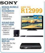 Sony Bravia Bundle:46" LCD TV KLV46BX650 + Sound Bar HT CT 550W + DVD Player