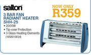 Salton 3 Bar Fan Radiant Heater (SHH-25)