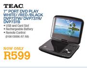 Teac 7" Port DVD Play White/Red/Black DVP737W/DVP737R/DVP737B