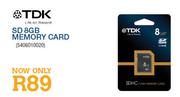 TDK SD 8GB Memory Card