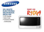 Samsung 32Ltr White Electronic Microwave ME9114W