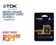 TDK Micro SD4GB Memory Card Class 4