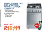 Smeg 60cm 4 Burner Gas Hob & Thermo-Ventilated Oven SSA60MX9