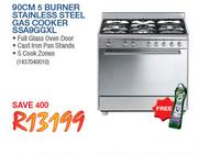 Smeg 90cm 5 Burner Stainless Steel Gas Cooker SSa9GGXL
