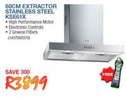 Smeg 60cm Extractor Stainless Steel KSE61X