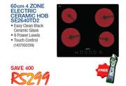 Smeg 60cm 4 Zone Electric Ceramic Hob SE2640TD2