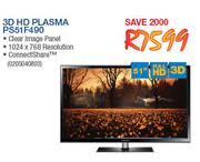 Samsung 51" 3D HD Plasma TV PS51F490 