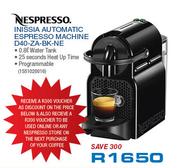 Nespresso Inissia Automatic Espresso Machine D40-ZA-BK- NE
