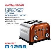 Morphy Richards 4 Slice Toaster Copper/Plum/Yellow-44744/44737/44797