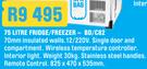 SnoMaster 75L Fridge/Freezer BD/C82