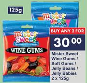 Mister Sweet Wine Gums/Soft Gums/Jelly Beans/Jelly Babies-For 2 x 125g