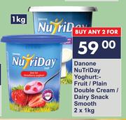 Danone Nutri Day Yoghurt Fruit/Plain Double Cream/Dairy Snack Smooth-For 2 x 1Kg