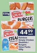 Rainbow Simply Steaklets/Burgers Value Packs-520g Each