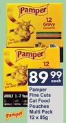 Pamper Fine Cuts Cat Food Pouches Multi Pack-12 x 85g Each
