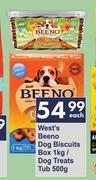 West's Beeno Dog Biscuits Box 1Kg/Dog Treats Tub 500g-Each