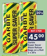 Garbie Super Saver Black Refuse Bags On A Roll-For 2 x 20's
