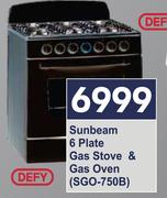 Defy Sunbeam 6 Plate Gas Stove & Gas Oven SGO-750B