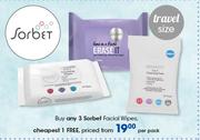 Sorbet Facial Wipes-Per Pack