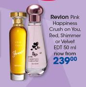 Revlon Pink Happiness Crush On You, Red, Shimmer Or Velvet EDT-50ml