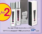 Coty Exclamation Or Whisper EDP-15ml Each