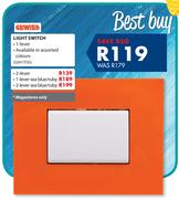 Gewiss Light Switch 2 Lever Sea Blue/Ruby