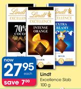 Lindt Excellence Slab-100g Each
