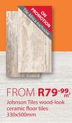 Johnson Tiles Wood Look Ceramic Floor Tiles 330 x 500mm-Per Sqm