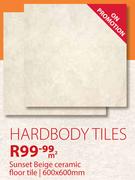 Hardbody Tiles Sunset Beige Ceramic Floor Tile 600x600mm-Per Sqm