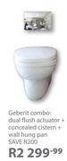 Geberit Combo Dual Flush Actuator+ Concealed Cistern+Wall Hung Pan