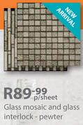 Glass Mosaic And Glass Interlock Pewter-Per Sheet