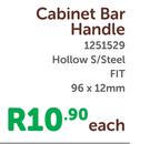 Cabinet Bar Handle Hollow S/Steel Fit 121529-96 x 12mm Each