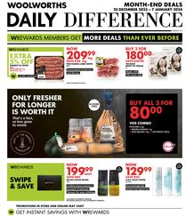 Woolworths Gauteng, Northern Cape, Limpopo, Mpumalanga, Free State & North West : Daily Difference (25 December - 07 January 2024)