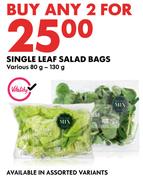 Single Leaf Salad Bags (Various 80g-130g)-For Any 2