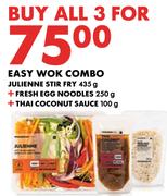 Julienne Stir Fry 435g + Fresh Egg Noodles 250g + Thai Coconut Sauce 100g-For All 3