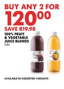100% Fruit & Vegetable Juice Blends-For Any 2 x 1.5L