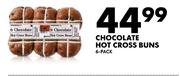 Chocolate Hot Cross Buns 6 Pack