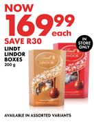 Lindt Lindor Boxes-200g Each