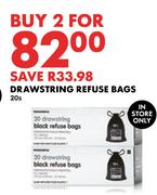 Drawstring Refuse Bags-For 2 x 20s