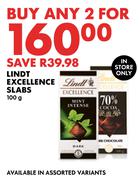 Lindt Excellence Slabs-For Any 2 x 100g