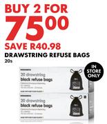Drawstring Refuse Bags-For 2 x 20s