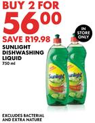 Sunlight Dishwashing Liquid-For Any 2 x 750ml