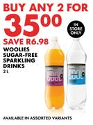 Woolies Sugar Free Sparkling Drinks-For Any 2 x 2L